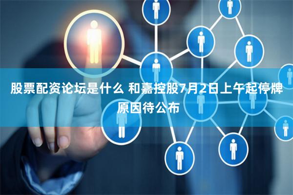 股票配资论坛是什么 和嘉控股7月2日上午起停牌 原因待公布