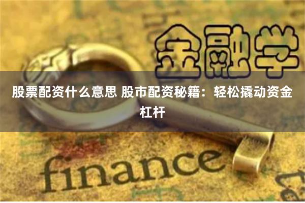 股票配资什么意思 股市配资秘籍：轻松撬动资金杠杆